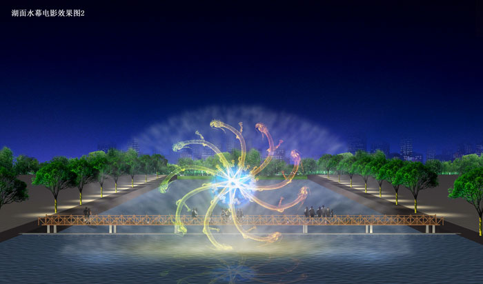 湖面水幕電影  